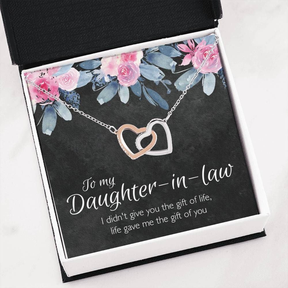 Life Gave Me The Gift Of You Interlocking Hearts Necklace For Daughter In Law