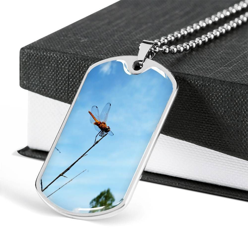 Dragonfly Gift For Daughter Dog Tag Necklace