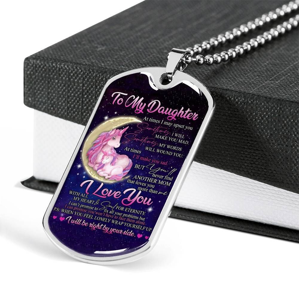 To My Daughter I'll Be Right By Your Side Dog Tag Necklace