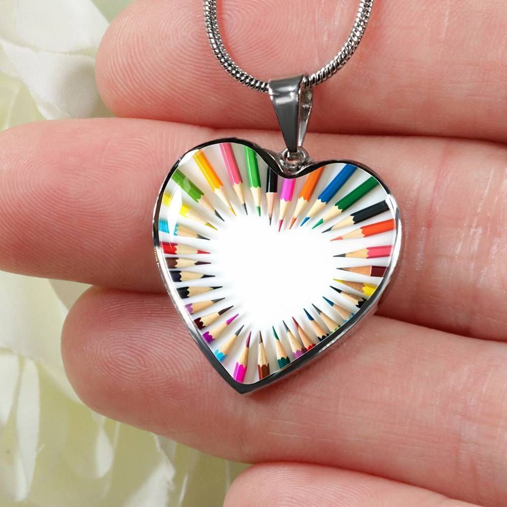 Colorful Pencil Heart Pendant Necklace For Daughter