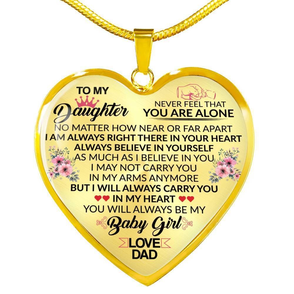I Will Always Carry You Heart Pendant Necklace For Daughter