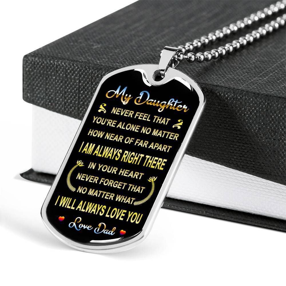 I'll Always Love You Dog Tag Necklace Dad Gift For Daughter