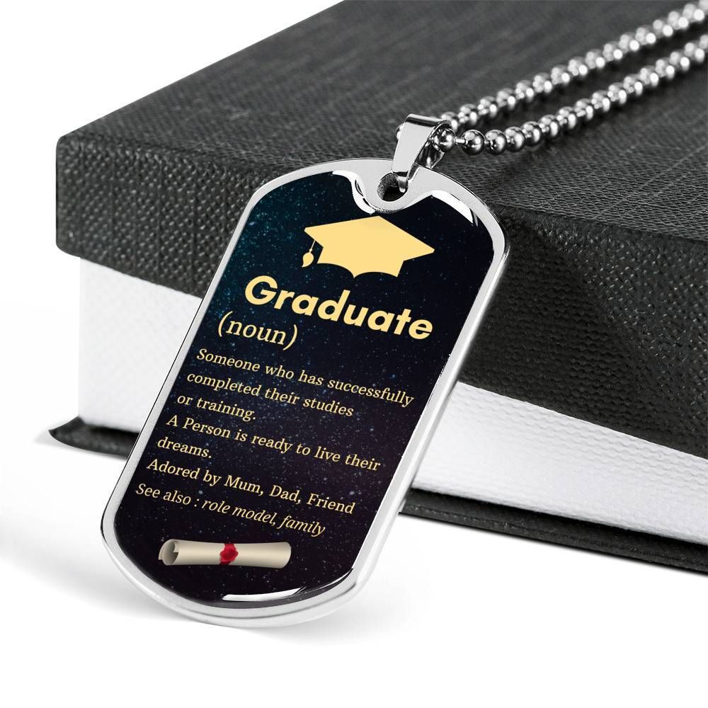 Graduate A Person Is Ready To Live Their Dreams Dog Tag Necklace For Daughter