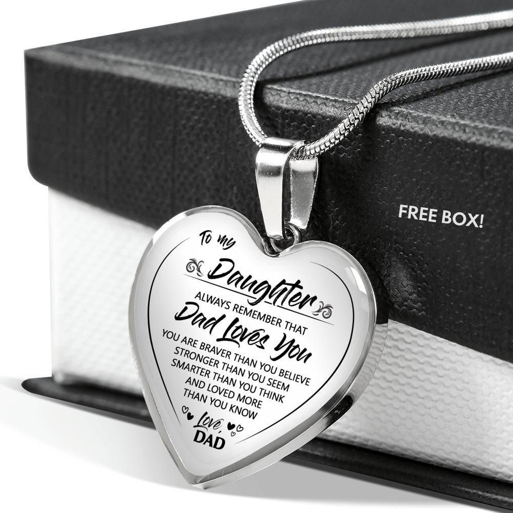Loved More Than You Know Dad Giving Daughter Heart Pendant Necklace