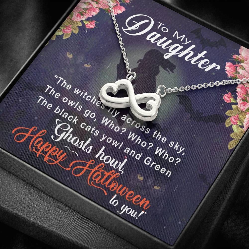 The Witches Fly Across The Sky Happy Halloween Infinity Heart Necklace Gift For Daughter