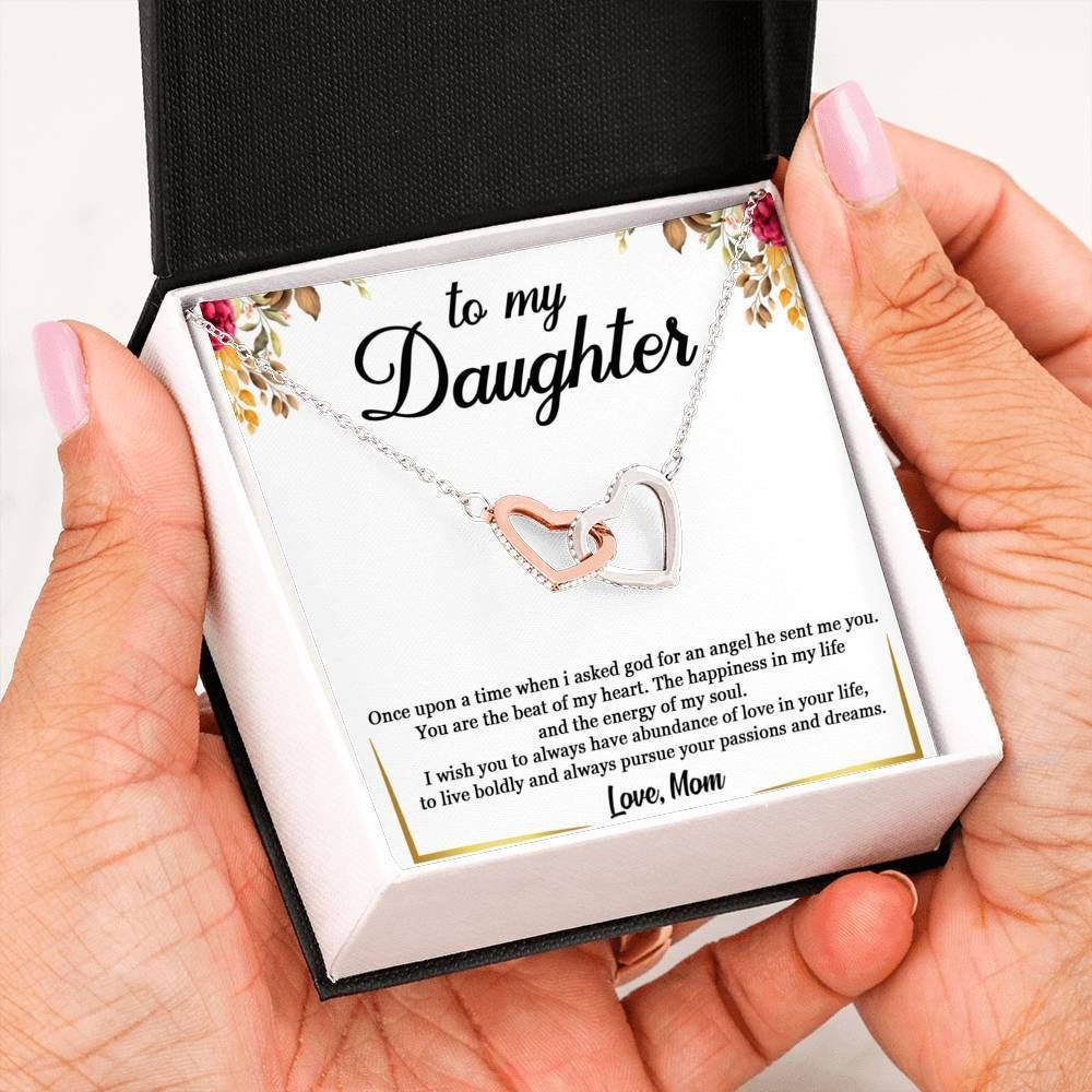 To My Daughter The Happiness In My Life Interlocking Hearts Necklace