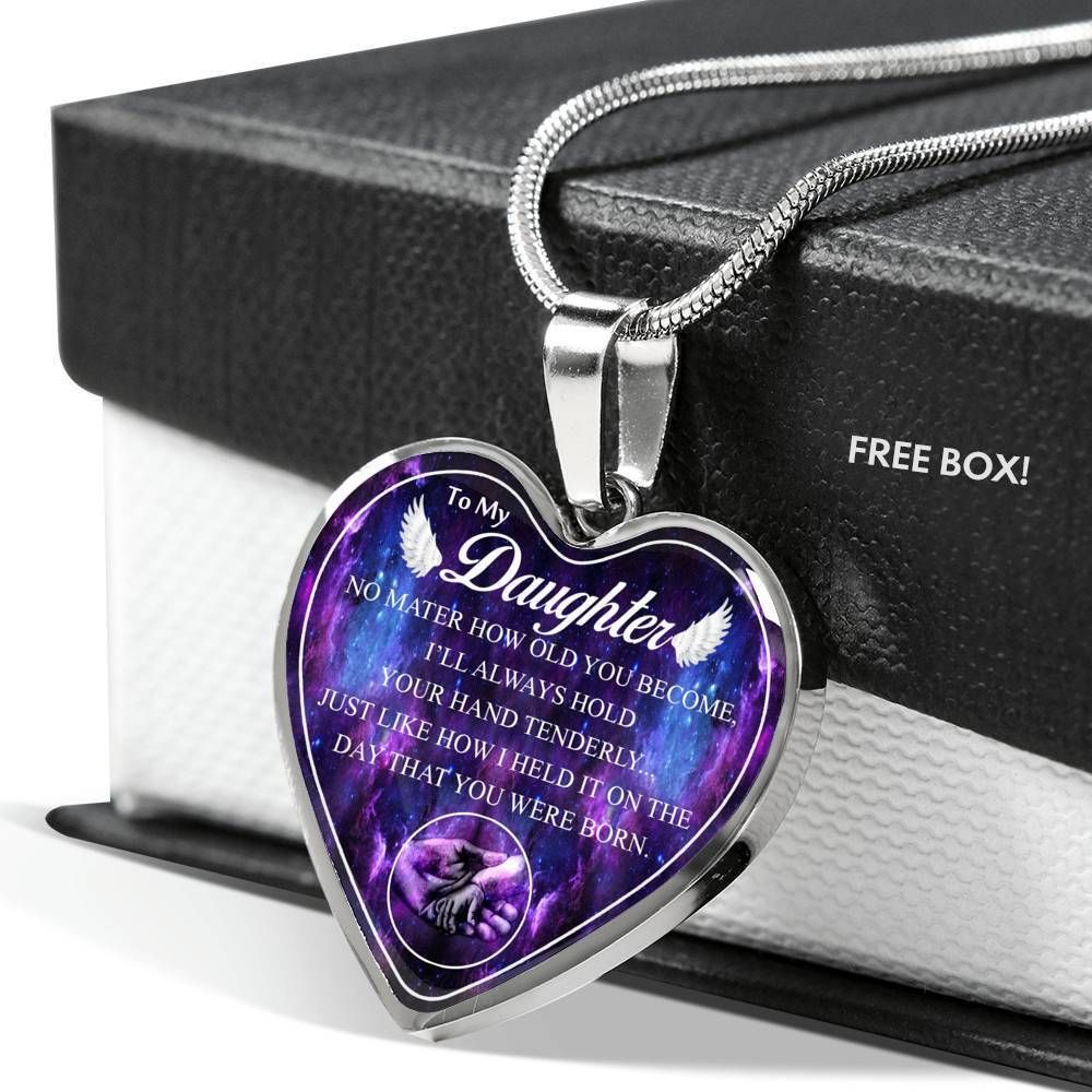 I'll Always Hold Your Hand Tenderly Heart Pendant Necklace For Daughter