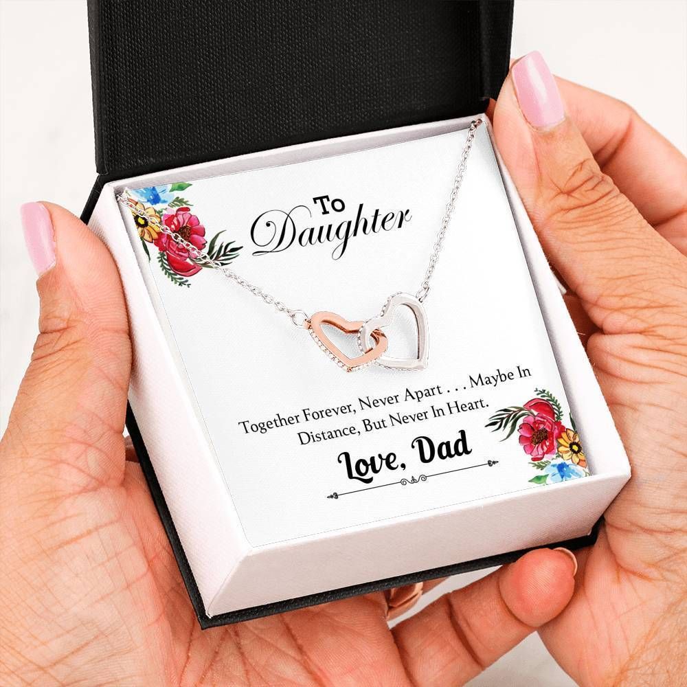 Together Forever Dad Giving Daughter Interlocking Hearts Necklace