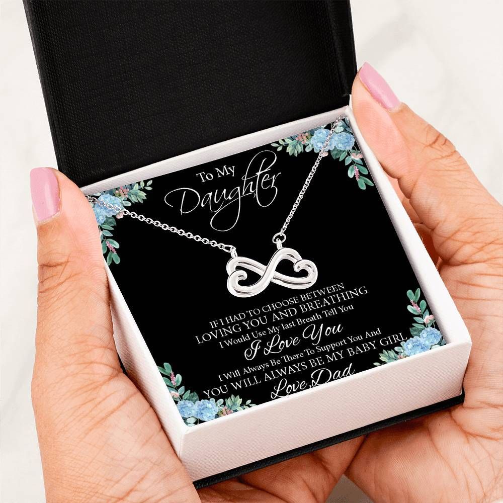 Always Be My Baby Girl Infinity Heart Necklace Gift For Daughter