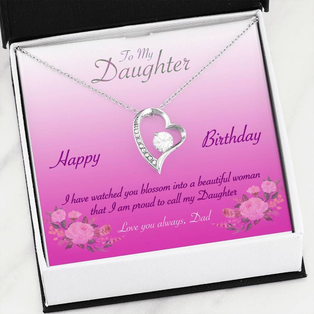 Happy Birthday Message Card Forever Love Necklace Gift For Daughter