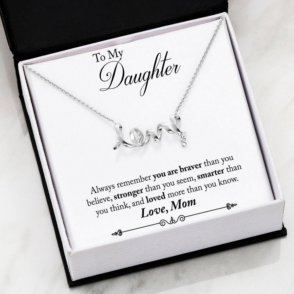 You're Loved More Than You Know Scripted Love Necklace Gift For Daughter