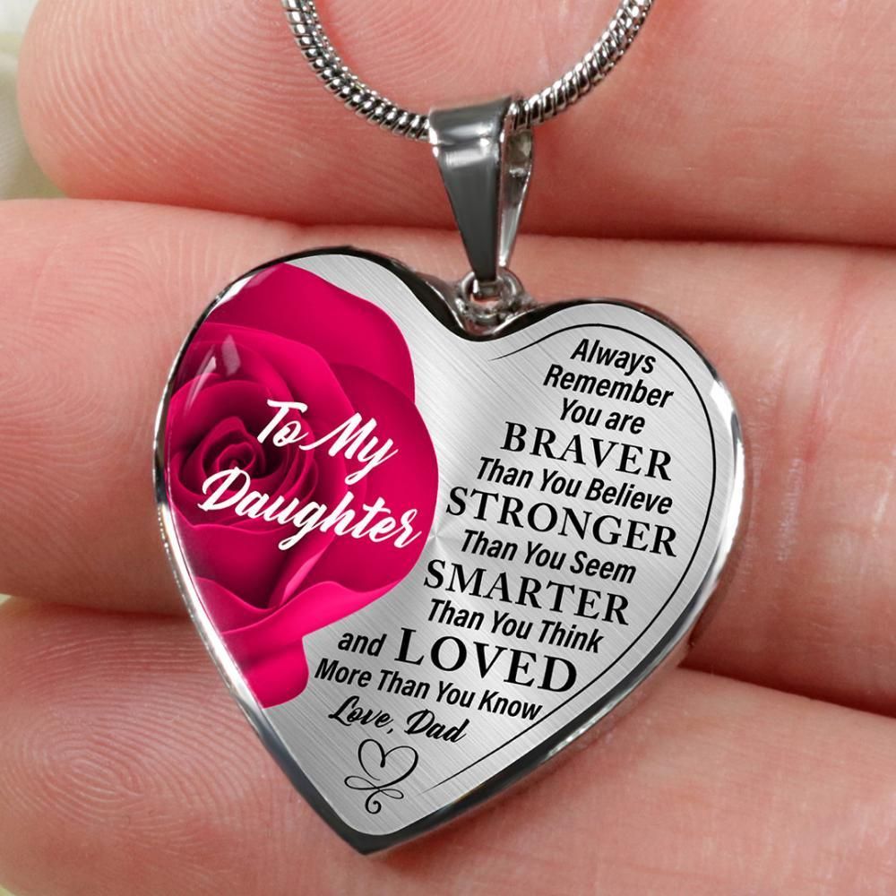 Rose Loved More Than You Know Dad Giving Daughter Heart Pendant Necklace