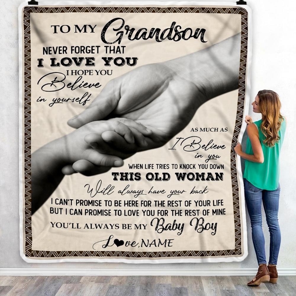 Meaningful Fleece Blanket For Grandson - My Love Will Follow You Where -  Jesuspirit