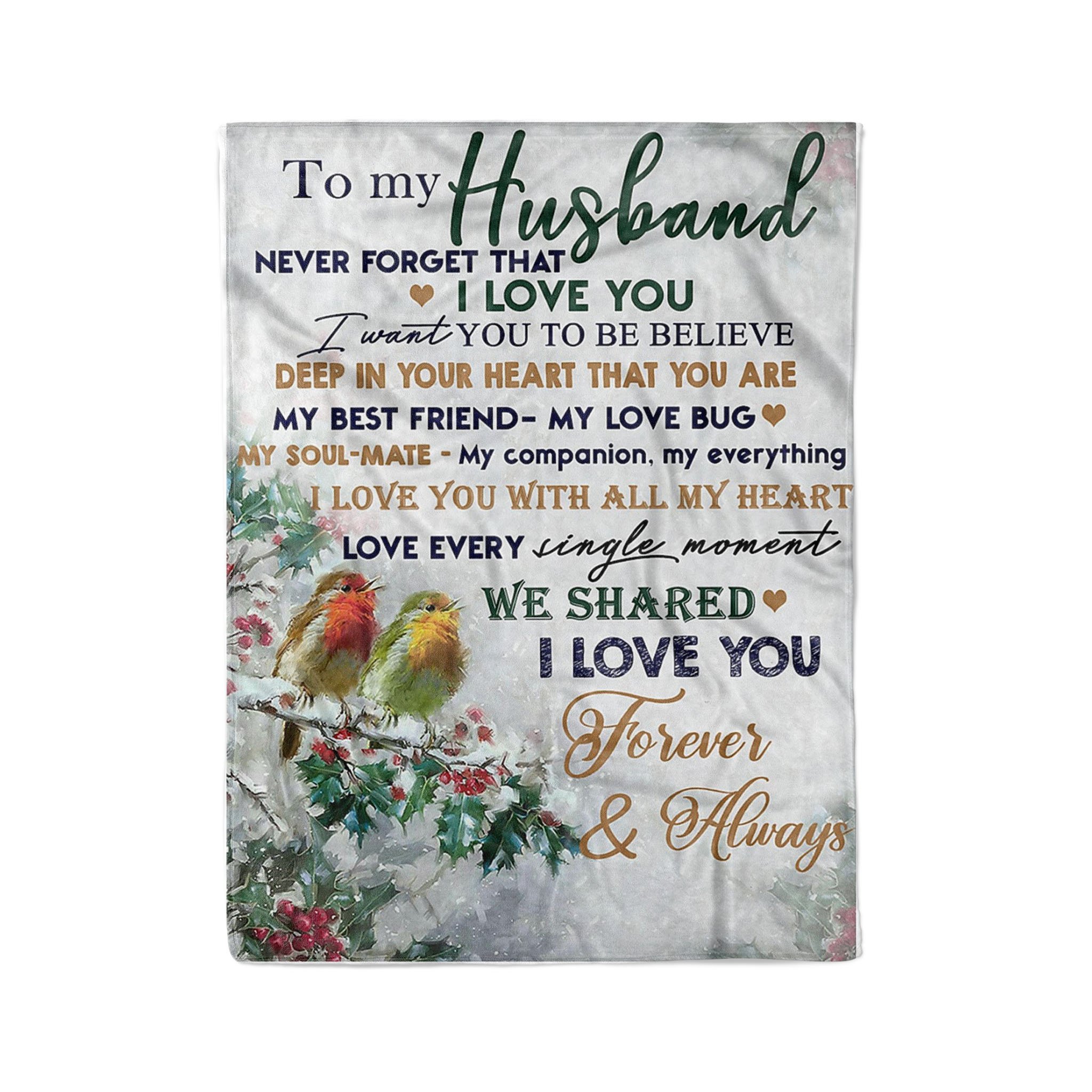 To My Husband I Love You Forever And Always Bird Fleece Blanket 90 Lovehome 8740