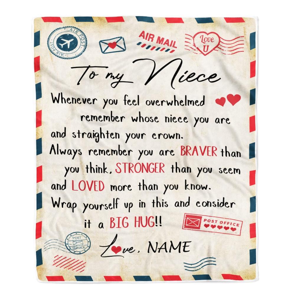 To My Niece Airmail Letter Fleece Blanket You Are Braver Than You Think