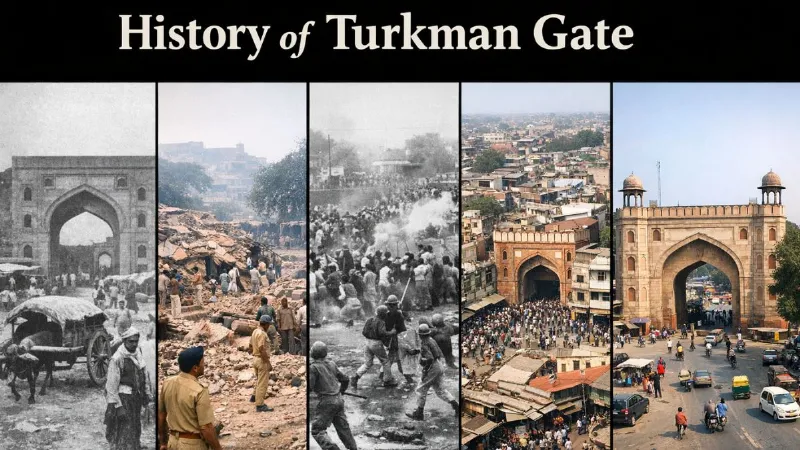 Who built the Turkman Gate History Faiz-e-Ilahi Mosque Delhi Violence