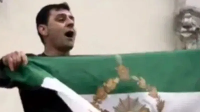 Protest Against Khamenei in london Removing flag