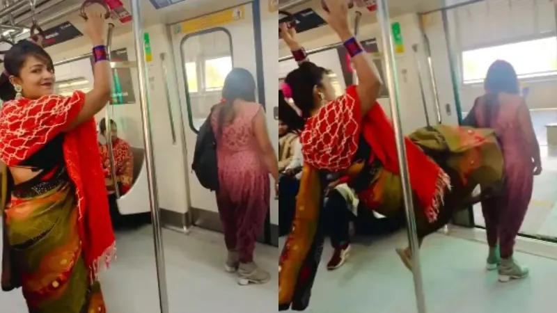 Delhi Metro Women kicks her friend out of the metro video viral on social media