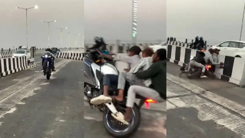 'इसे कहते हैं खराब लैंडिंग...', हीरोगिरी दिखाने चले थे, डिवाइडर से बुरी तरह टकराए; VIDEO वायरल