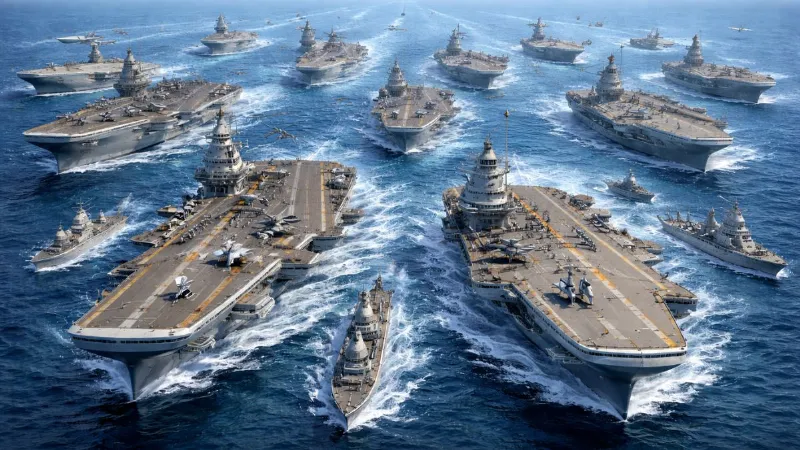 How many countries have aircraft carriers Indian Navy power