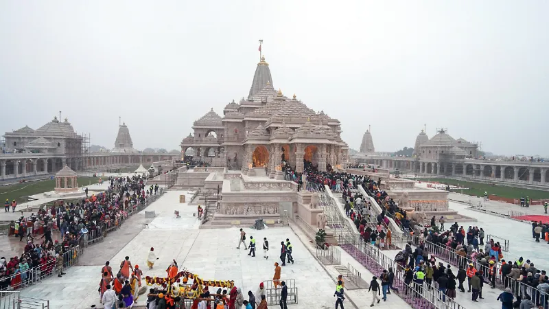 Ayodhya devotees visiting the Ram Temple Janmabhoomi complex modern locker rooms for 50,000 devotees