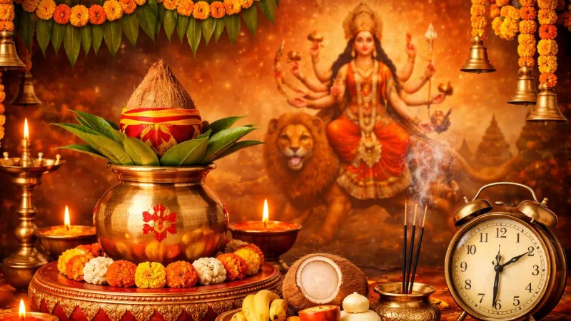 Chaitra Navratri Panchang Shubh Muhurat Kalash installation time Rahukaal