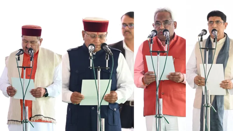 Uttarakhand five BJP MLAs got entry into the Dhami cabinet Governor General Gurmeet Singh administered oath