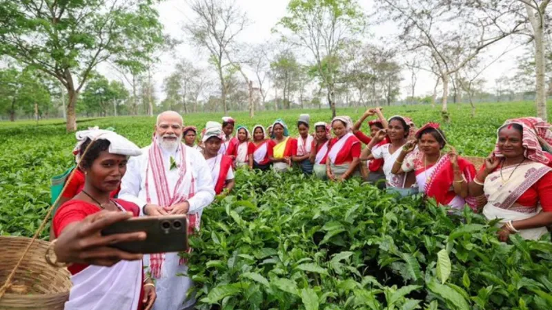 Assam: डिब्रूगढ़ के चाय बागान में पीएम मोदी का दिखा अलग अंदाज, महिलाओं के साथ ली सेल्फी