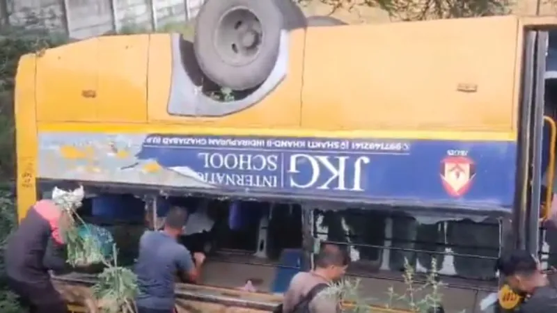 UP Driver negligence proved costly school bus full of children overturned in ditch in Meerut