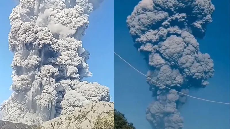 Volcano suddenly erupts in Indonesia tragic death of 3 tourists Cloud of ash rose up to 10KM VIDEO