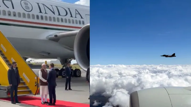 स्वीडन में पीएम मोदी का भव्य स्वागत, आसमान में फाइटर जेट ने किया एस्कॉर्ट; देखें VIDEO