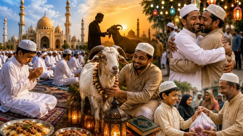 Bakrid 2026: आज देशभर में धूमधाम से मनाया जा रहा बकरीद का त्योहार, जानें क्यों दी जाती है कुर्बानी?