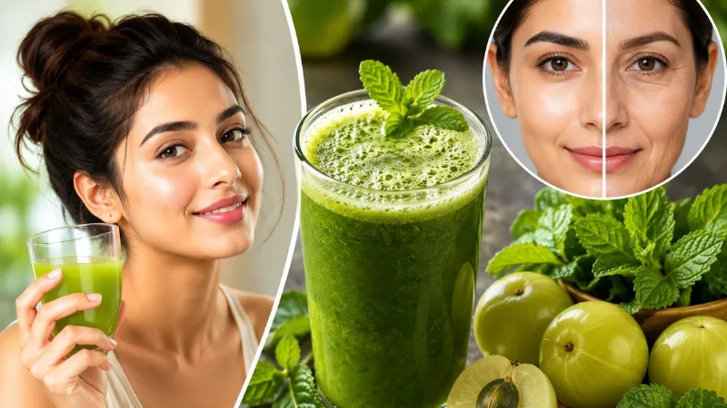 Want to look as young as 25 even at the age of 40 Drink Amla-mint juice daily for a natural glow on your face