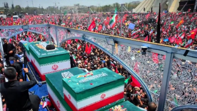 Iran show strength during Khamenei final farewell funeral procession hamas Hezbollah Houthi