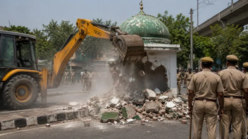 Delhi Bulldozer Action: दिल्ली में बुलडोजर एक्शन, पीतमपुरा-शालीमार मेन रोड से हटाई गई अवैध मजार