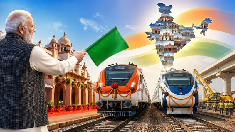 रेलवे को मिली नई रफ्तार! PM मोदी ने 75 अमृत भारत स्टेशनों का किया उद्घाटन, 2 एक्सप्रेस ट्रेनों को दिखाई हरी झंडी