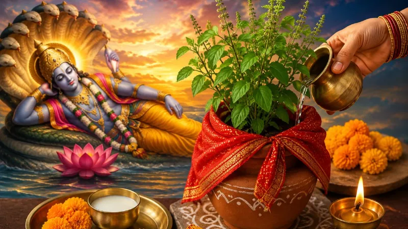 देवशयनी एकादशी पर तुलसी पूजा का महाउपाय, कल चढ़ाएं ये शुभ चीजें, भगवान विष्णु और मां लक्ष्मी की बरसेगी कृपा