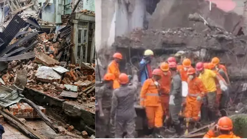 Four-storey building collapses in Bhiwandi Maharashtra 2 dead many still trapped