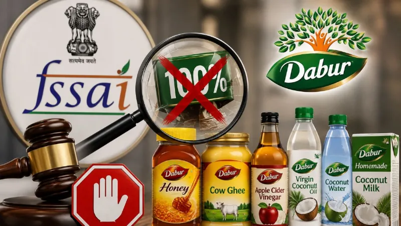 FSSAI का डाबर पर बड़ा एक्शन, '100% प्योर' और '100% नेचुरल' दावों वाले कई प्रोडक्ट्स की बिक्री पर रोक