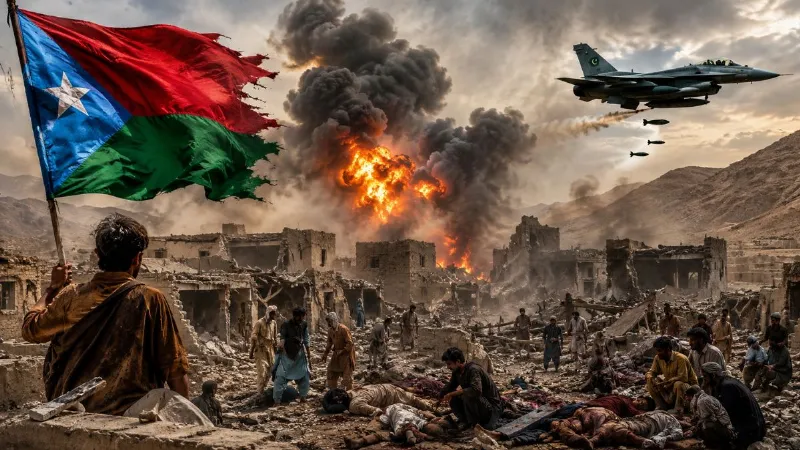 Pakistan rattled by Azad Balochistan Massive airstrikes in Gondhan 27 people killed