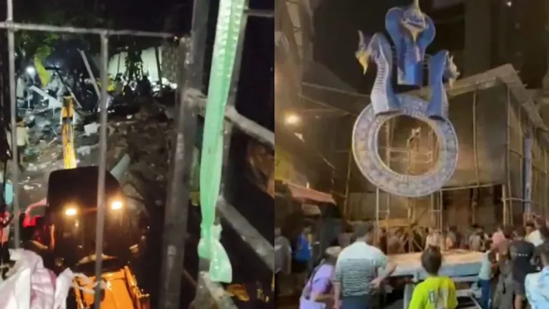 मुंबई के भूलेश्वर में दर्दनाक हादसा, आगमन के दौरान गिरी 22 फीट ऊंची गणेश प्रतिमा, 2 की मौत... कई 5 घायल