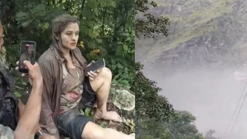harrowing video emerged from the devastation in Nepal army rescued a woman covered in mud