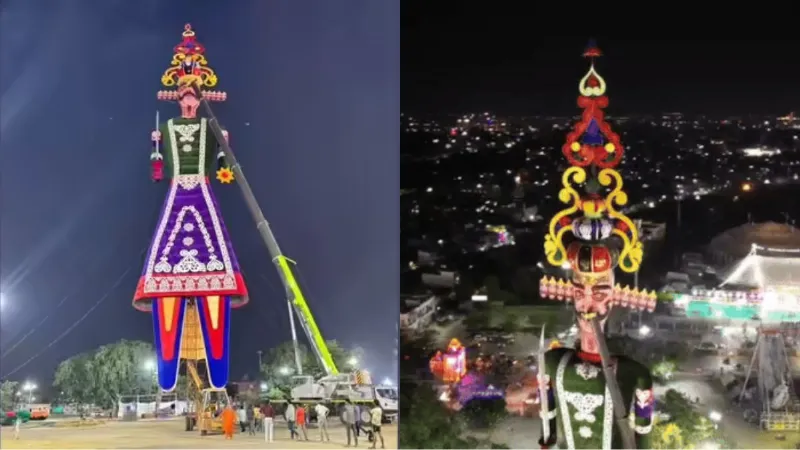 Rajasthan Kota sets record by burning the world s tallest Ravana enters Asia Book of Records