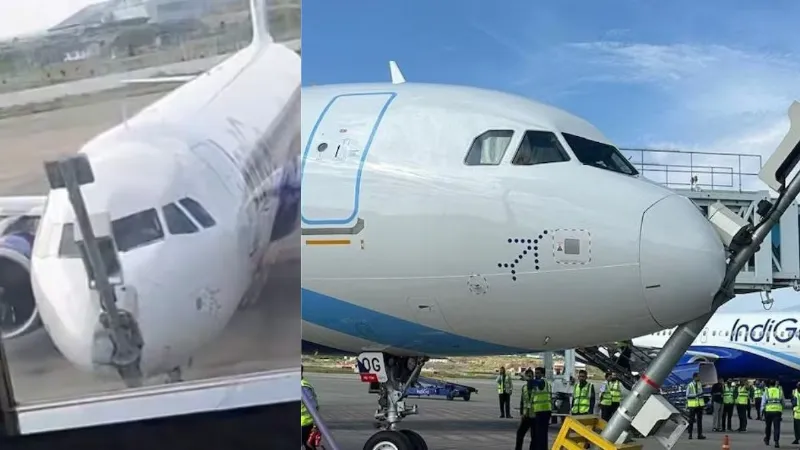 श्रीनगर एयरपोर्ट पर Indigo विमान पोल से टकराया, पार्किंग के दौरान ब्रेक सिस्टम फेल होने से हुआ हादसा