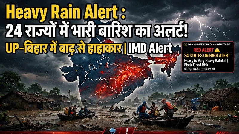 Heavy Rain Alert : 24 राज्यों में भारी बारिश का अलर्ट! UP-बिहार में बाढ़ से हाहाकार