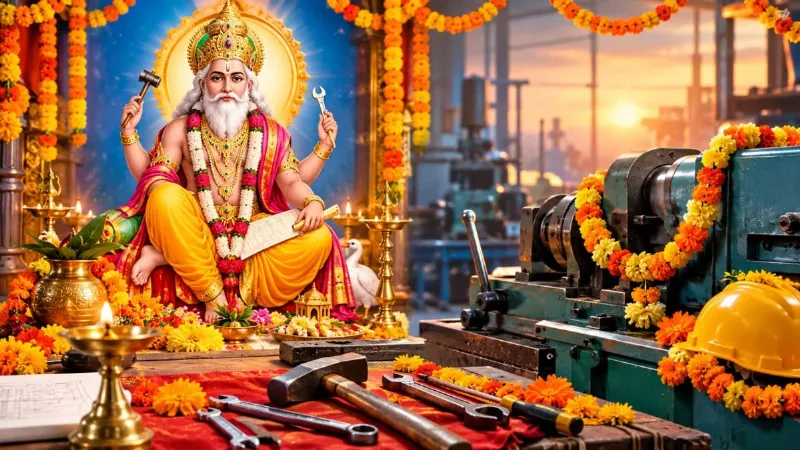 विश्वकर्मा पूजा पर मशीनों को क्यों दिया जाता है आराम?  जानें औजारों और भगवान विश्वकर्मा से जुड़ी मान्यताएं