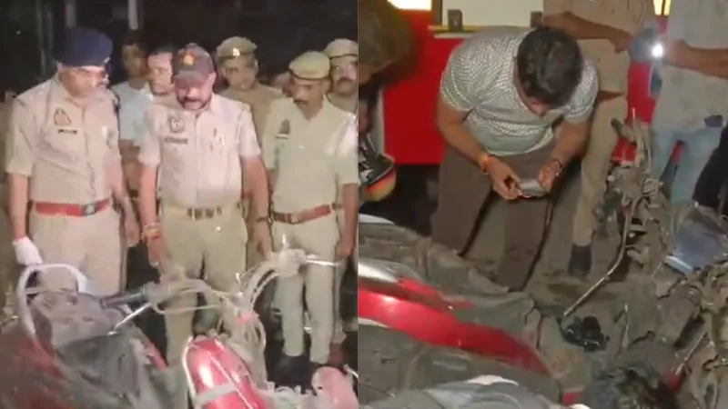 massive explosion took in a scooty on Meston Road Kanpur 8 people injured Forensic teams