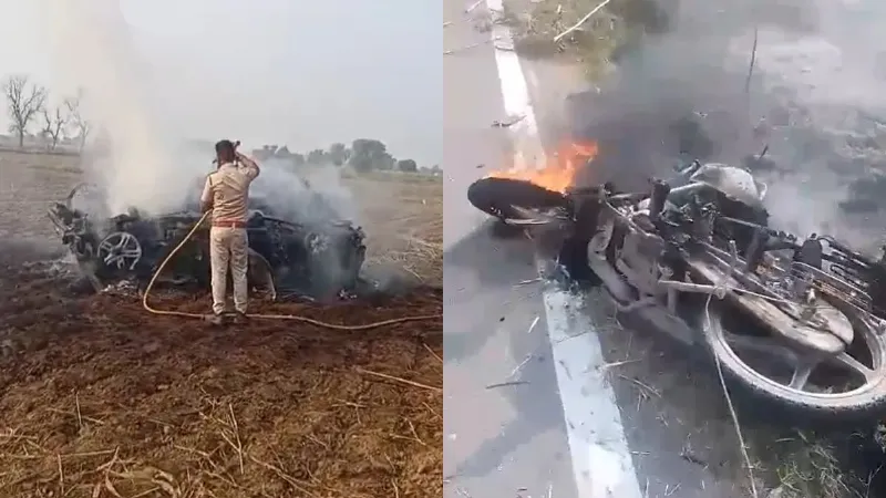 भरतपुर में बेकाबू थार का कहर, एक ही परिवार के चार लोगों की मौत; गुस्साए लोगों ने कार में लगाई आग