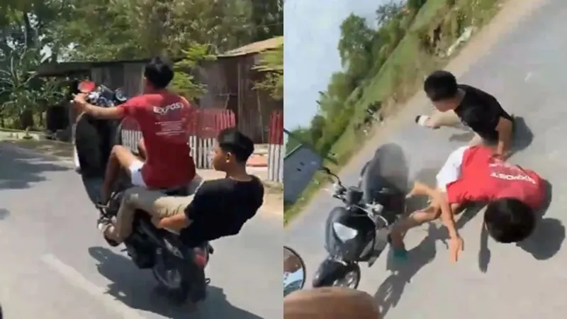 Video went viral while man performing stunt on scooty