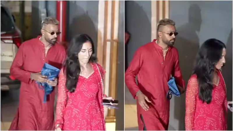 Hardik Pandya spotted with rumored girlfreind in red dress on diwali occassion